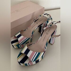 Chinese Laundry Multicolor Striped Platform Sandals